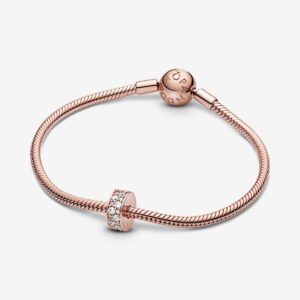 Alternative view of Charm Bấm Mạ Vàng Hồng 14K Đính Đá CZ Trắng