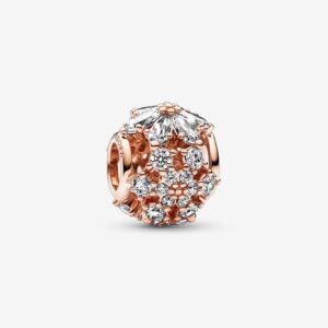 Charm Pandora Moments Mạ Vàng Hồng 14K Hoa Thảo Dược Đính Đá