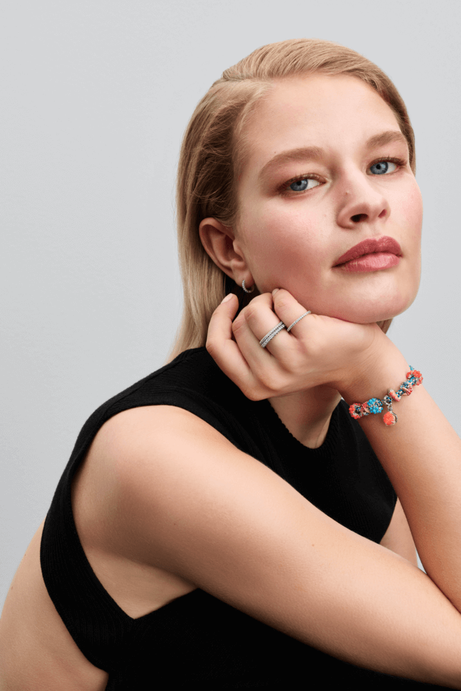 Vòng Tay Pandora Bạc Xoắn Xanh Dương - Ảnh 3