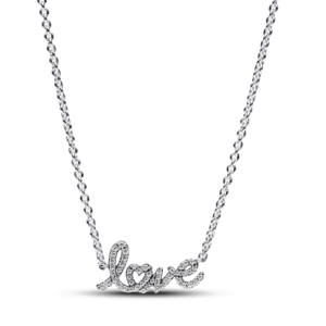 Dây Chuyền Bạc Pandora Moments Mặt Chữ Love