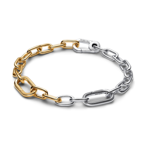 Vòng Tay Dạng Xích Hai Màu Bạc Và Mạ Vàng 14K Cá Tính