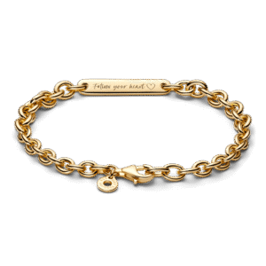 Alternative view of Vòng Pandora Mạ Vàng 14K Mắt Xích Nối Thanh Khắc Chữ