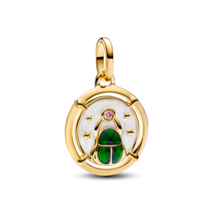 Charm Mạ Vàng 14k Pandora Me Tráng Men Xanh Lá Họa Tiết Bọ Hung