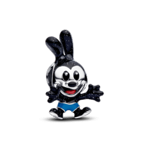 Charm Disney Bạc Thỏ Oswald Tráng Men Xanh Lam Nhũ Đen