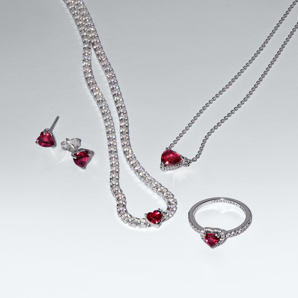 Vòng Tennis Bạc Trái Tim Đính Đá Đỏ - Ảnh 3