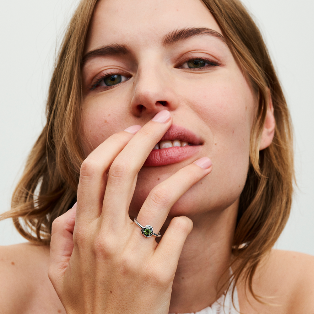 Nhẫn Bạc Pandora Moments Đá Tháng Sinh Tháng 8 Pha Lê Xanh Lục - Ảnh 4