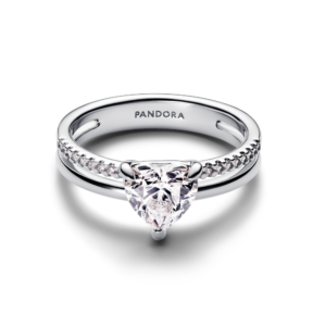 Alternative view of Nhẫn Bạc Trái Tim Bản Đôi Đính Đá Trái Tim CZ