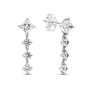 Hoa Tai Bạc Pandora Timeless Dạng Dài Đính Đá