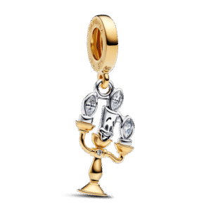 Charm Pandora Disney Mạ Vàng 14K Cây Đèn Duyên Dáng Lumiere Đính Đá CZ